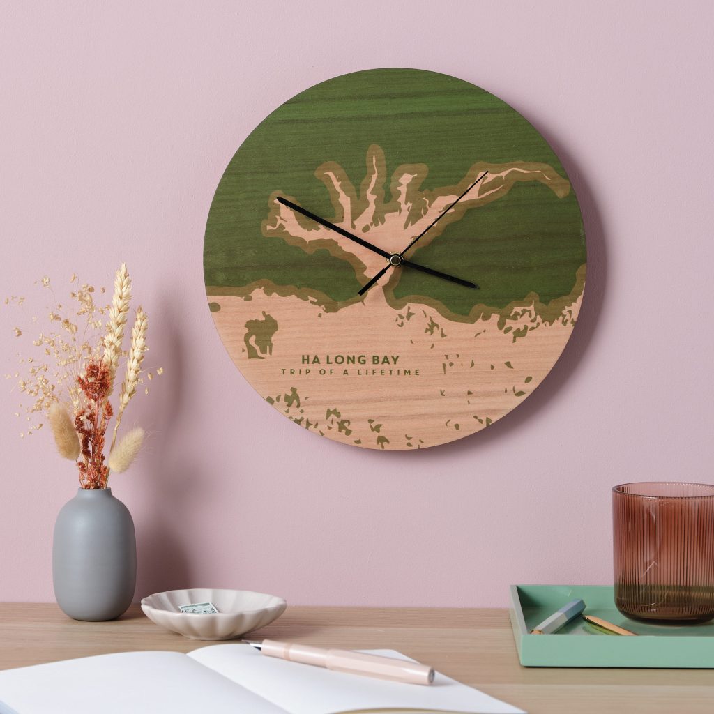 wooden painted coastline clock green